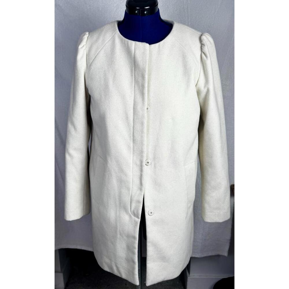 vintage elle ivory coat minimalist cream longline womens classic tailored jacket